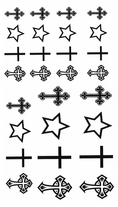 tatouage éphémère croix et étoiles